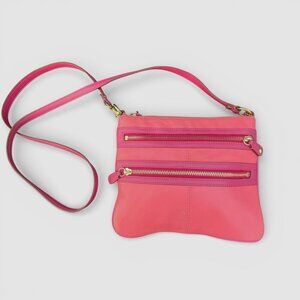 Coach Bonnie Multi Zip Pink/Coral Leather Crossbody Bag